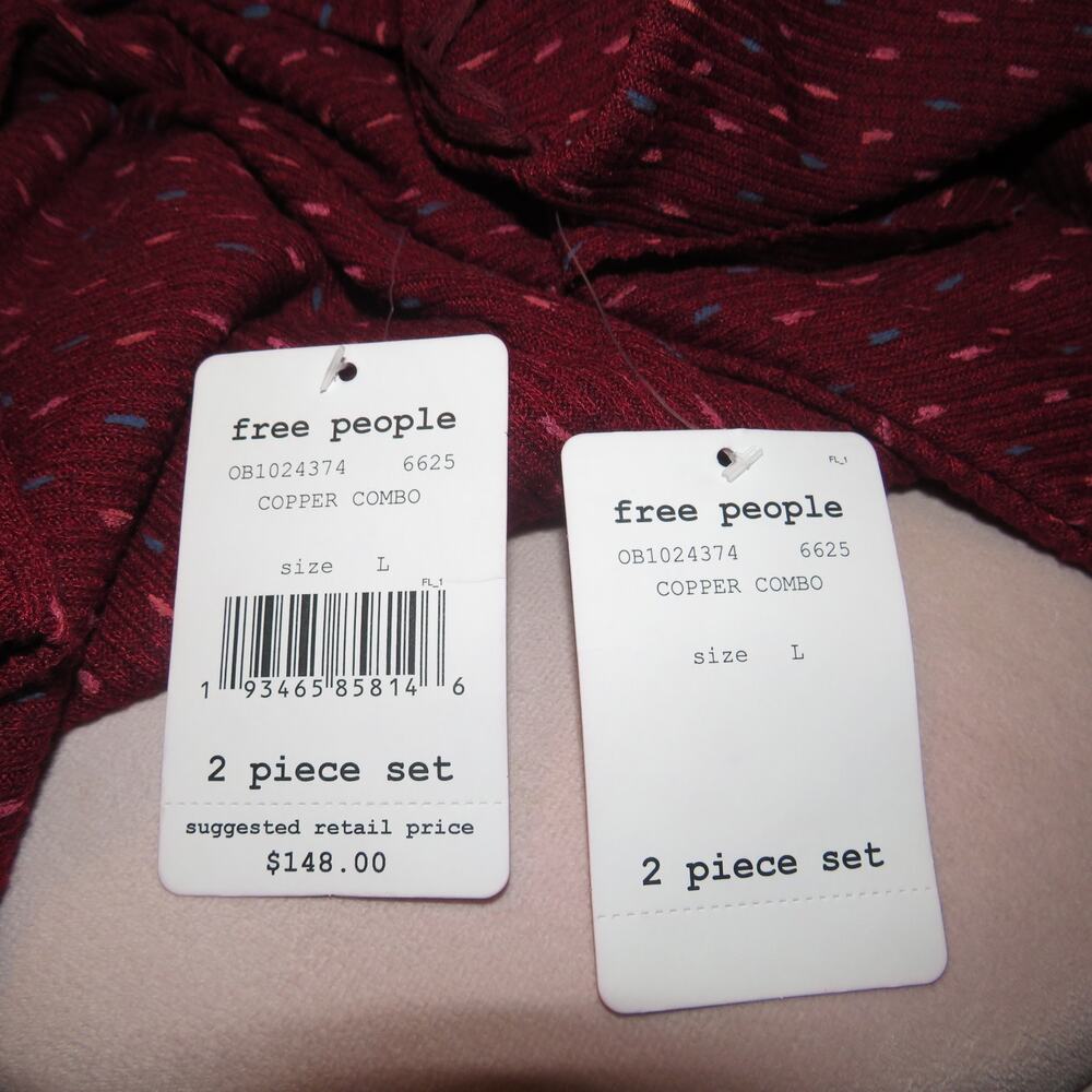 Free People Red Set the Mood Boho Matching Skirt Set - Picture 12 of 14